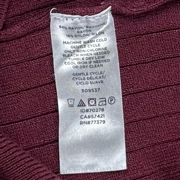 Ann Taylor Factory Rib Knit Crew Neck Sweater - Burgundy/Maroon - Picture 4 of 8